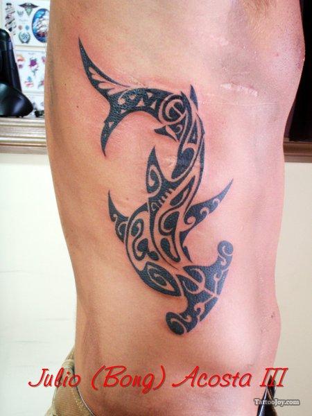 Superb Tribal Hammerhead Shark Tattoo Inspiration Photo