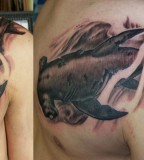 Wonderful Zombie Hammerhead Shark Tattoo By Teejay