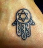 Star of David in Hamsa Hand God Tattoo  