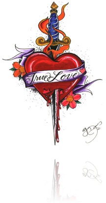 Graceful True Heart Dagger Tattoo Image