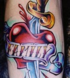 Exciting Family Heart And Dagger Tattoo Style