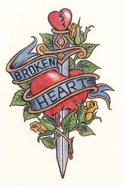 Elegant Broken Heart Dagger Tattoo Picture