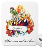 Chic Heart And Dagger Tattoo Mousepad Photo