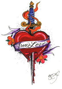 Stylish Image Of Heart And Dagger Tattoo