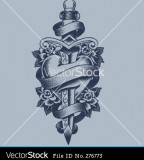 Glamorous Heart And Dagger Tattoo Vector By Krookedeye