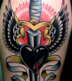 Black Heart And Dagger Tattoo Design Photo