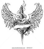 Winged Heart And Dagger Tattoo Design Inspiration