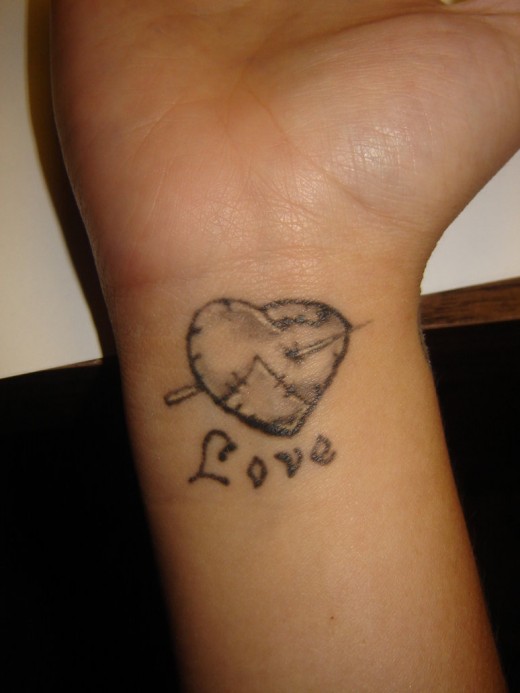 Cool Heart Tattoo Design For Wrist