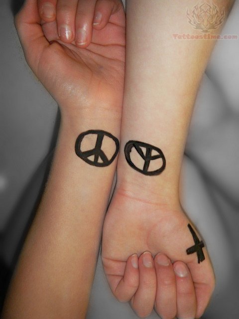 Peace Symbol Tattoos On Wrists