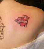 Mom Heart Tattoo On Upper Back