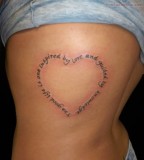 Words Heart Tattoo On Rib For Girl