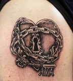 Heart Padlock Chain And Key W Name Tattoo Design