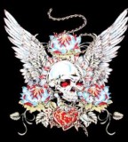 Skull Heart Wings Chain Tattoo Art