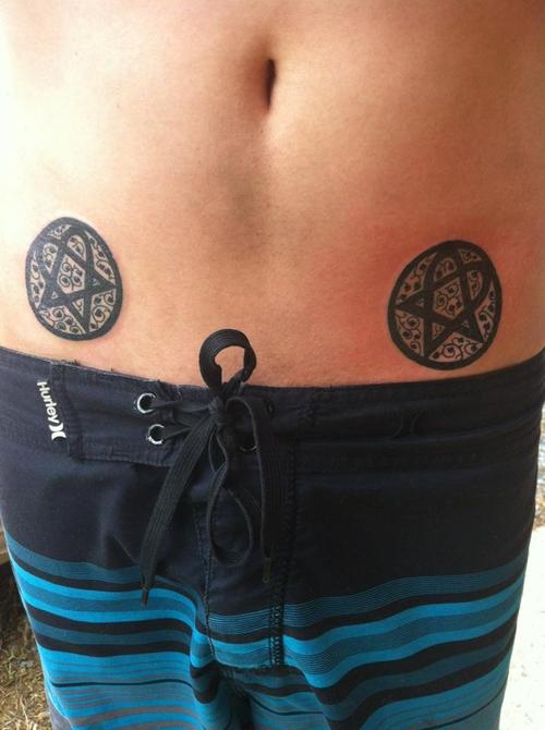 Twin Heartagram Tattoo Design for Abs