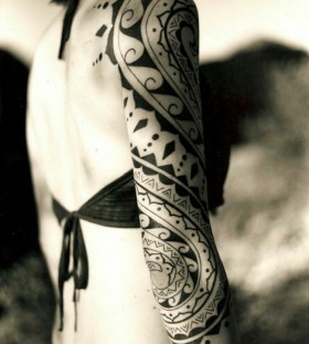 her sleeve tribal tattoo