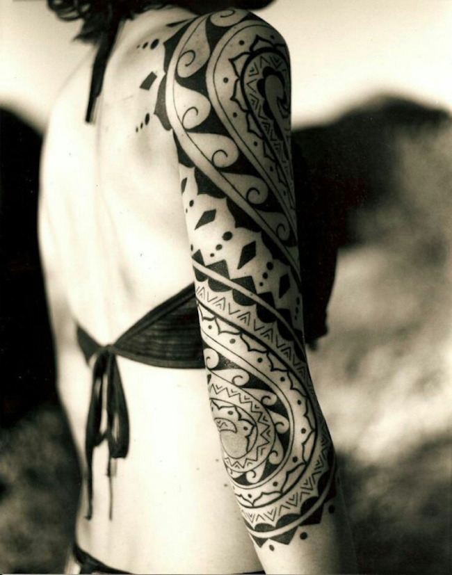 her sleeve tribal tattoo