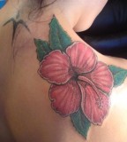 Beautiful Hawaiian Flower Tattoos On Right Shoulder