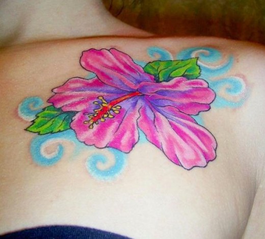 Expressing Pink Tattoos On Girl Chest