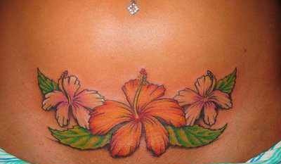 Sexy Hibiscus Flower Tattoos On Belly