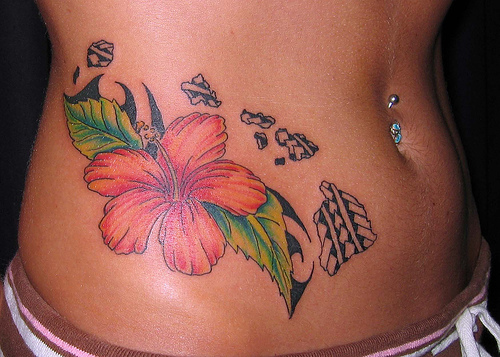 Sexy Belly Hibiscus Flower Tattoos Meaning Women
