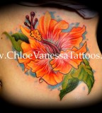 Chinese Orange Hibiscus Flower Tattoo For Girl