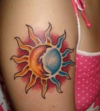 Tatto Design Of Sun On Arm For Girl