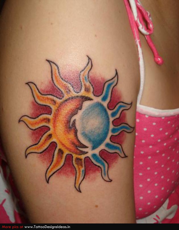 Tatto Design Of Sun On Arm For Girl