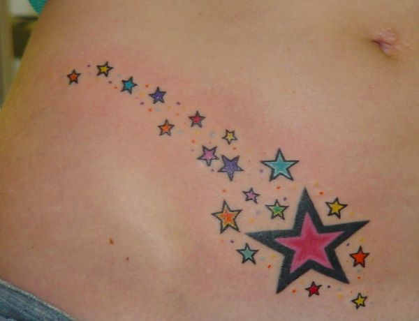 Star Shaped Hip Tattoo Design for Girls