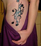 Chart Music Shaped Tattoo Design on Hip for Girls