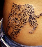 Gallant Tiger Shaped Tattoo Design on Hip for Girls