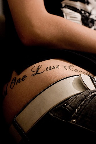 Love Quotes Girls Tattoo Design on Hip