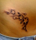 Charming Star Shaped Tattoo Design on Hip for Girls