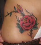 Sweet Rose Tattoo Design on Hip for Girls