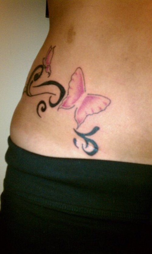 Butterfly Hip Tattoo Design for Girls