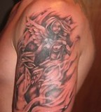 Wonderful Angel Halo with Devil Horns Tattoo Design for Men