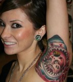 Girl With Awesome Armpit Tattoo Shark Design