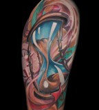 Remarkable Blue Hourglass Tattoo Design
