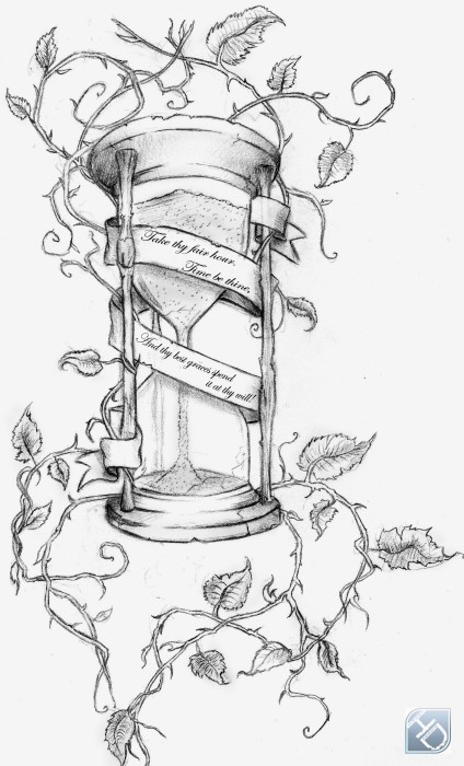 Branches Hourglass Sketch Tattoo Ideas
