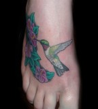 hummingbird Tattoo Design in Foot