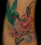 Custom Hummingbird And Dogwood Tattoo Design 