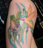 Hummingbird Tattoo Design on Thigh