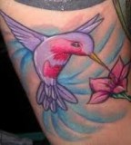 Hummingbird and Flower Tattoos Design