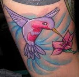 Hummingbird and Flower Tattoos Design