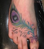 Peacock Feather Tattoos Design On Foot