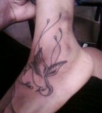 Black Hummingbird Tattoo Design on Foot for Women