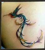 Hummingbird Phoenix Tattoo Design That Uses Elegant Curving