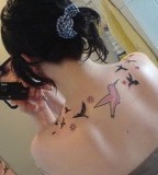 Hummingbird Tattoos For Girls On Upper Back