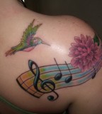 Musical Chord Humming Bird Tattoo Designs
