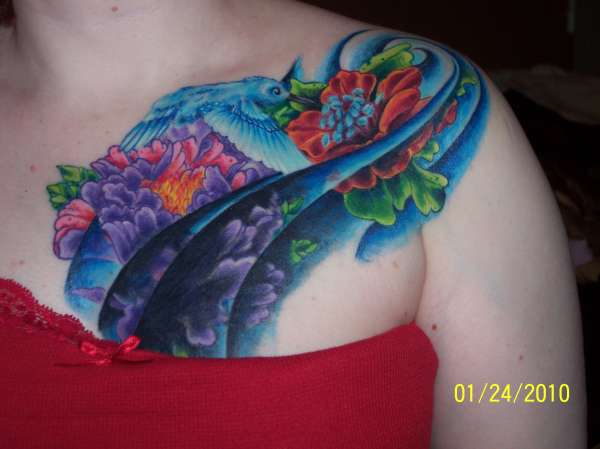 Awesome Colorful Hummingbird Tattoo Design Art