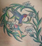 Cute Hummingbird Flower Tattoo Design